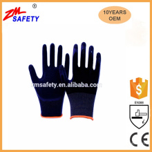 13 Gauge Nylon Strickliner Blau Crinkle Latex beschichtete Handschuhe